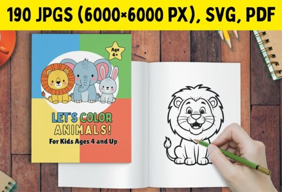 Big Animal Colouring Book for Kids: Graphics & Coloring Pages Amp