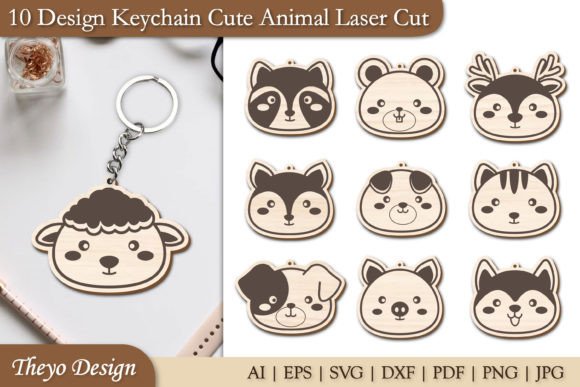 Cute Animal Key Chain Lasercut Bundle: Graphics for Crafts & Content
