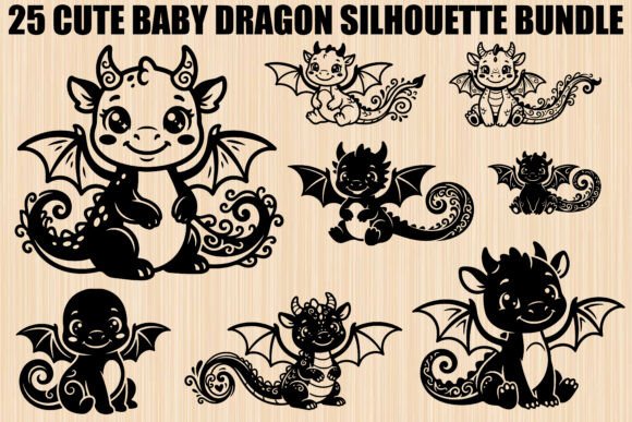 Cute Baby Dragon SVG Bundle: Graphics & Illustrations