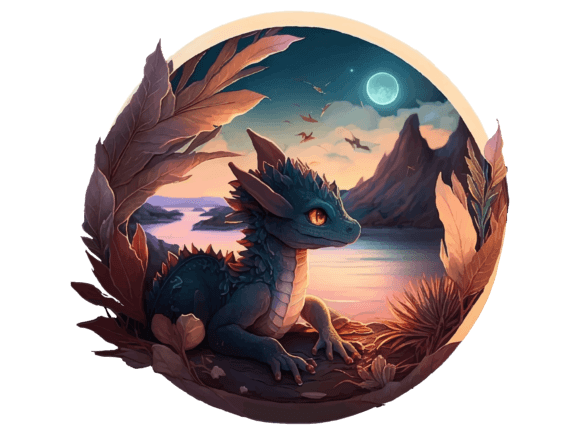 Cute Baby Dragon Watercolor SVG Clipart