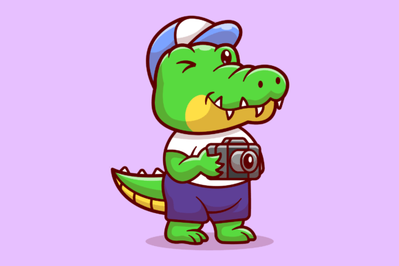 Cute Crocodile Photographer with Camera Graphics