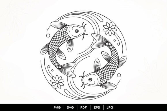 Elegant Koi Fish Circle SVG: Premium Graphics & Illustrations