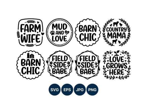 Farm Wife Country Phrases Vector Art