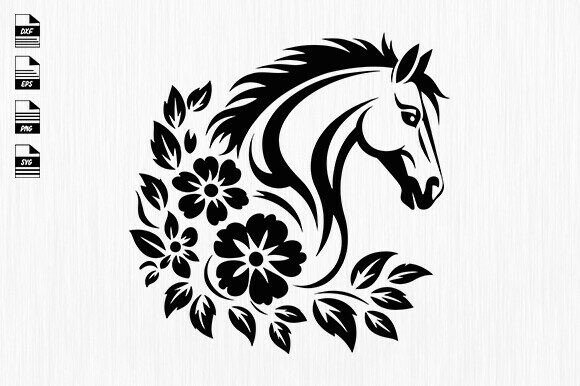 Floral Horse SVG Graphics for Crafts