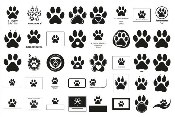 Heartfelt Paw Print Memorial Plaque: Graphics & Illustrations