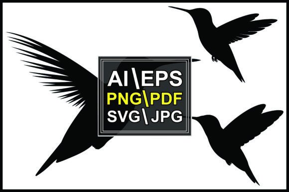 Hummingbirds Flying Silhouettes Graphics