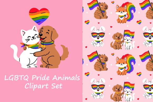 LGBTQ Pride Animals Clipart Set: Graphics & Illustrations