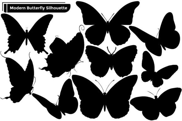 Modern Butterfly Silhouettes Vector Set: Graphics & Illustrations for Brand Warmth