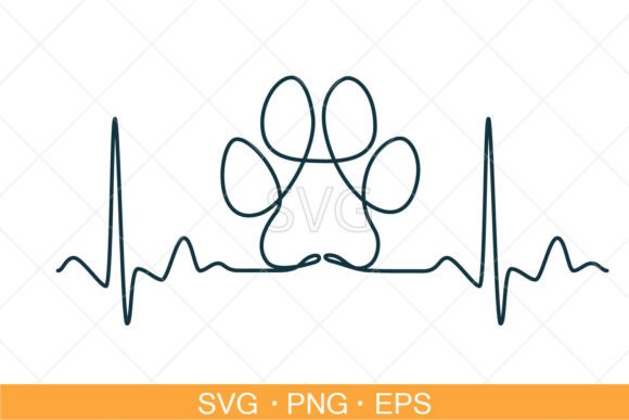One Continuous Line Paw Graphics & Illustrations