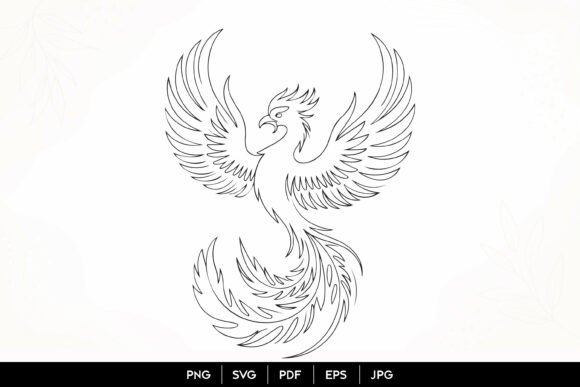 Phoenix Bird Line Art SVG: Graphics & Illustrations for Brand Impact