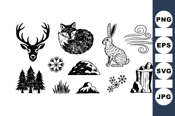 Rustic Woodland Animal Clipart Set: Graphics for Crafts & Nature Brands