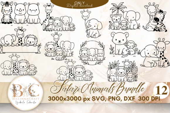 Safari Animals Bundle SVG PNG DXF: Graphics & Illustrations for Playful Branding