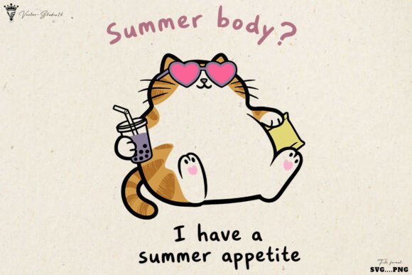 Summer Body Cat SVG PNG: Graphics & Illustrations