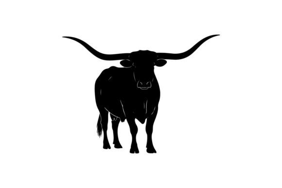 Texas Longhorn Bull Silhouette: Graphics & Illustrations