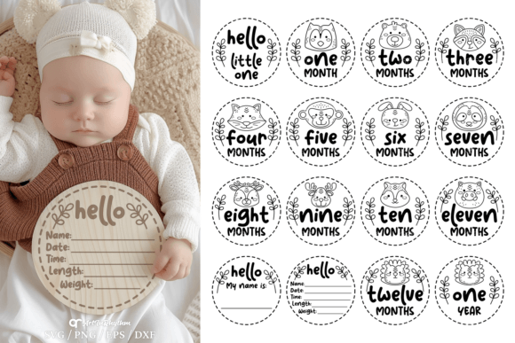 Woodland Animal Baby Milestones SVG: Graphics for Laser Engraving & Content Publishing